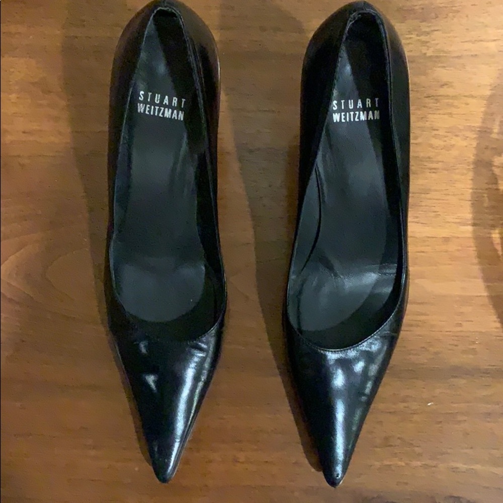 Black leather Stuart Weitzman heels